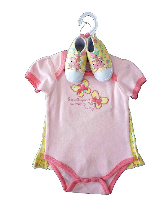 Baby short sleeve bodysuit + short pant + shoes 3pc set