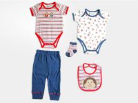 Short sleeve printing bodysuit + short sleeve printing & emb. bodysuit + long pant + bib + socks