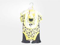 Baby short sleeve printing bodysuit + short sleeve printing & emb. bodysuit + long pant + bib + socks