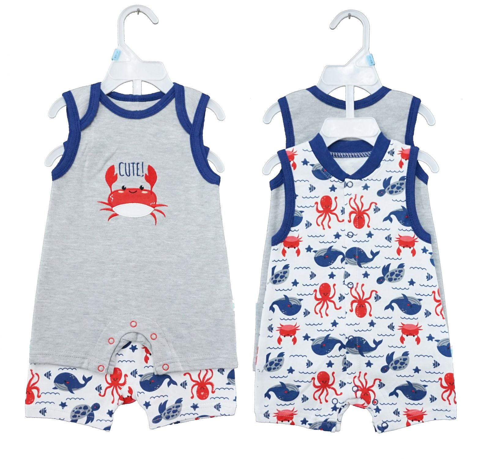 Baby sleeveless printing & emb. romper